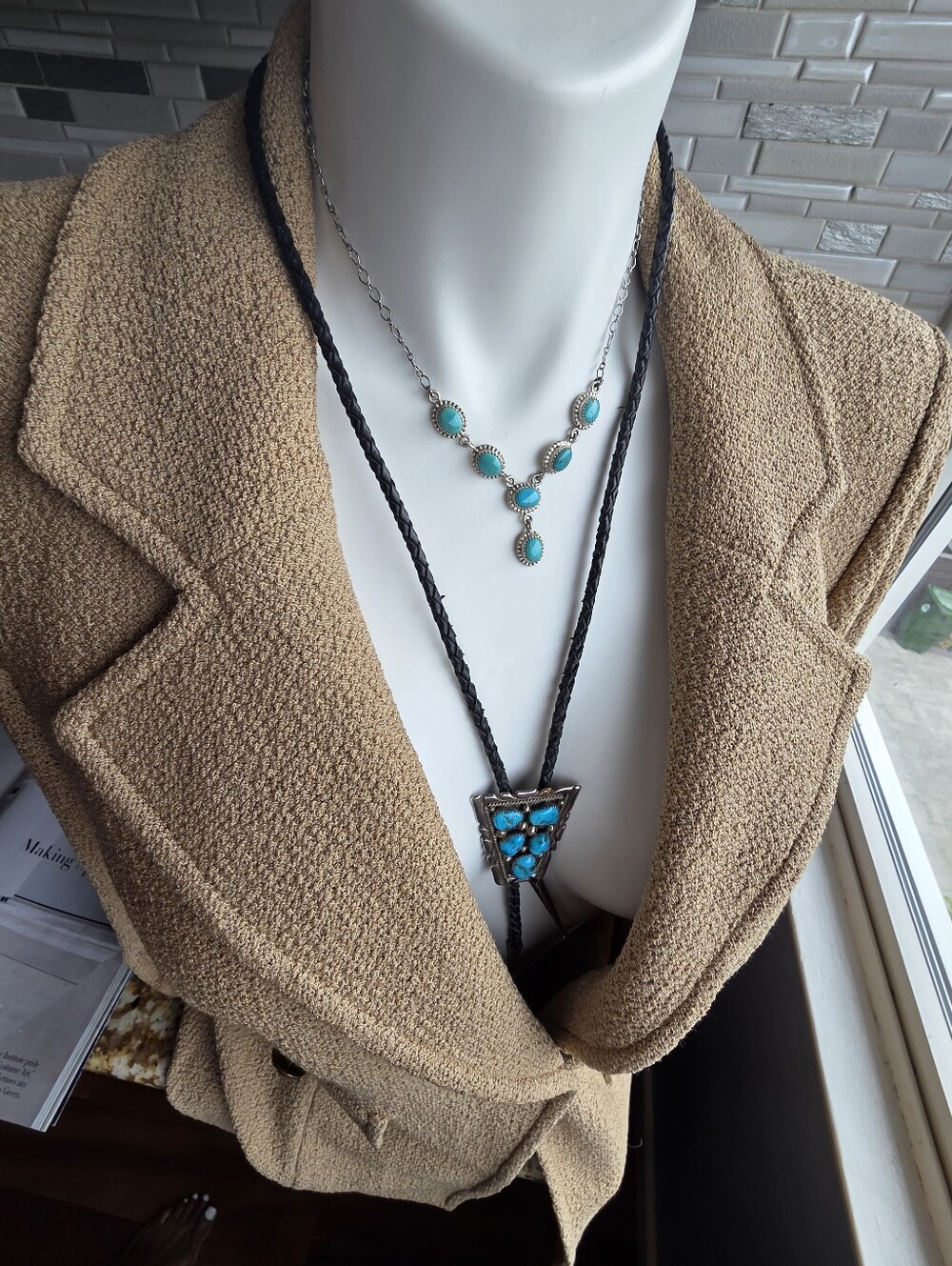 Majove Turquoise Stone Pendant Necklace - In STERLING SILVER ~ Women Jewelry - Picture 7 of 9